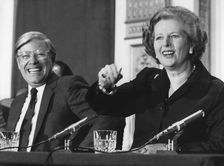 Margaret Thatcher and West German Chancellor Helmut Schmidt at Chequers, 13th May 1981