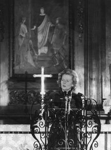 Margaret Thatcher addressing City workers, London, 31st March 1978