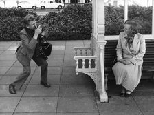 Margaret Thatcher being photographed by the Times's Harry Karr, Brighton, 10th October 1978