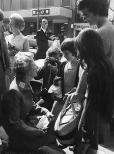 Margaret Thatcher on a canvassing walkabout in West Woolwich, 21st June 1975
