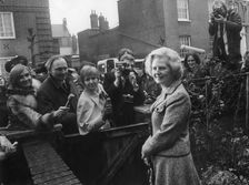 Margaret Thatcher on her way to the House of Commons from her Chelsea home, 12th February 1975