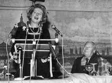 Margaret Thatcher launches Conservative Party's pro-Common Market campaign, 17th April 1975. Creator: Unknown