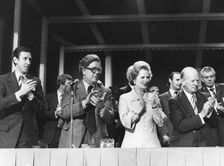 Margaret Thatcher leads the standing ovation for a young William Hague, 12th October 1977. Creator: Unknown