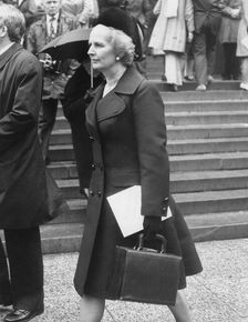 Margaret Thatcher leaving St Paul's Cathedral, London, 3rd May 1976. Creator: Unknown