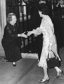 Margaret Thatcher meets Princess Margaret at Downing Street, London, 16th September 1980