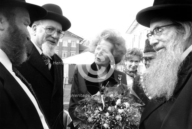 Margaret Thatcher with Jewish elders, Stoke Newington, London, 1995. Creator: John Nathan.