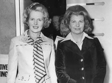 Margaret Thatcher with Sally Oppenheim, 20th February 1975. Creator: Unknown