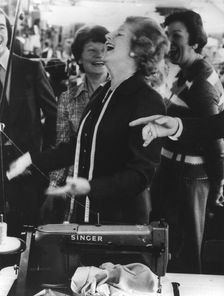 Margaret Thatcher visiting a garment factory in Whitechapel, London, 20th January 1978