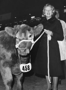 Margaret Thatcher visits the Royal Smithfield Show at Earl's Court, 2nd December 1975