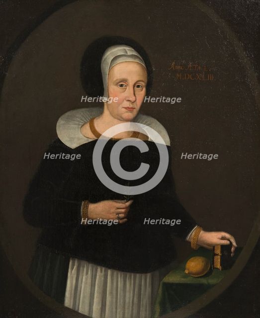 Margareta Zaebråzyntia Bureus, 1594-1657, married to 1. Elaus Terserus 2. Uno Troilius, 1643. Creator: Anon.