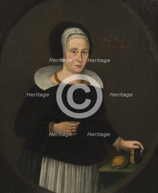 Margareta Zaebråzyntia Bureus, 1594-1657, married to 1. Elaus Terserus 2. Uno Troilius, 1643. Creator: Anon.