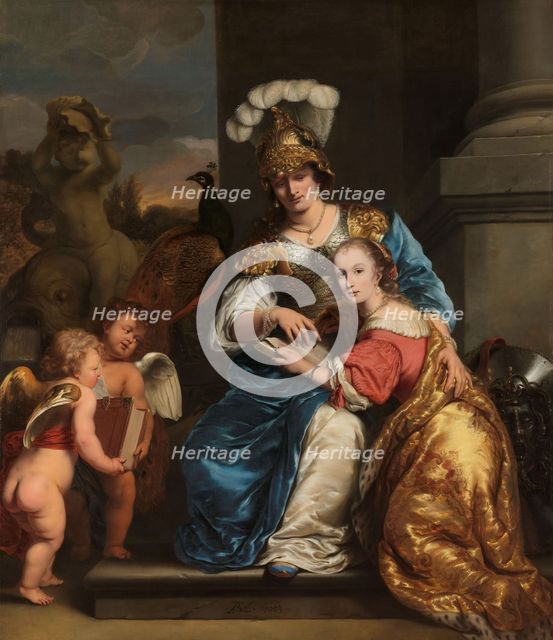 Margarita Trip as Minerva, Instructing her Sister Anna Maria Trip, 1663. Creator: Ferdinand Bol.