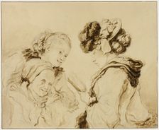 Margaruerite [sic] Gerard Reading to Her Mother and Rosalie Fragonard, c. 1785. Creator: Unknown