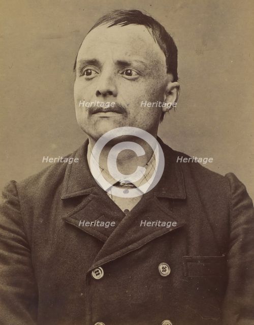 Margerand. Claude. 32 ans, né le 24/3/61 à Beaujeu (Rhône). Cordonnier. Anarchiste. 3/7/94. , 1894. Creator: Alphonse Bertillon.
