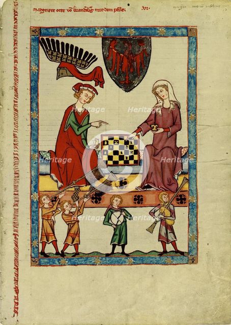 Margrave Otto IV of Brandenburg Playing Chess (From the Codex Manesse), Between 1305 and 1340. Artist: Anonymous  