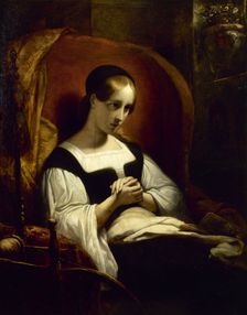 Marguerite at the spinning wheel, c1831. Creator: Ary Scheffer