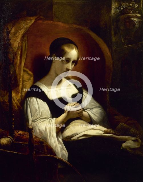 Marguerite at the spinning wheel, c1831. Creator: Ary Scheffer.