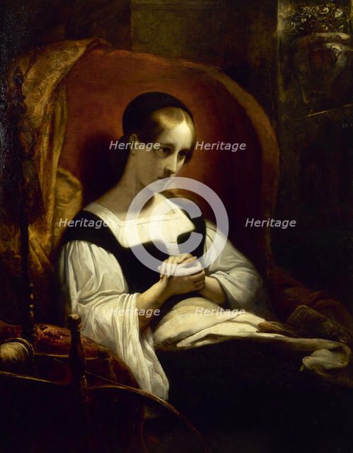 Marguerite au rouet (Gretchen at the Spinning Wheel), c. 1831. Creator: Scheffer, Ary (1795-1858).