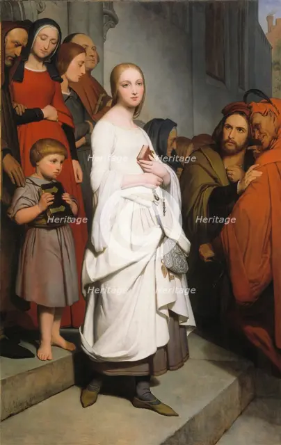 Marguerite Leaving Church, 1838. Creator: Ary Scheffer.