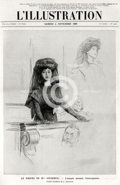 Marguerite Steinheil on trial, cover of L'Illustration', 6 November 1909. Artist: L Sabattier