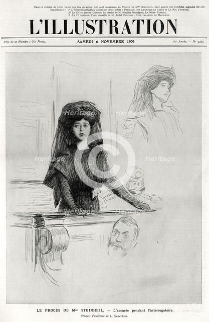 Marguerite Steinheil on trial, cover of L'Illustration', 6 November 1909. Artist: L Sabattier