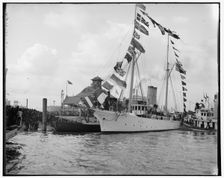 Mardi Gras, arrival of Rex on U.S.S. Galveston, New Orleans, La., c1900. Creator: Unknown