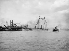 Mardi Gras, New Orleans, approach of fleet with Rex, c1900. Creator: Unknown
