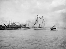 Mardi Gras, New Orleans, approach of fleet with Rex, c1900. Creator: Unknown