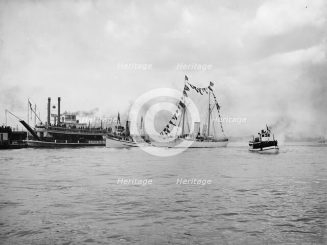 Mardi Gras, New Orleans, approach of fleet with Rex, c1900. Creator: Unknown.