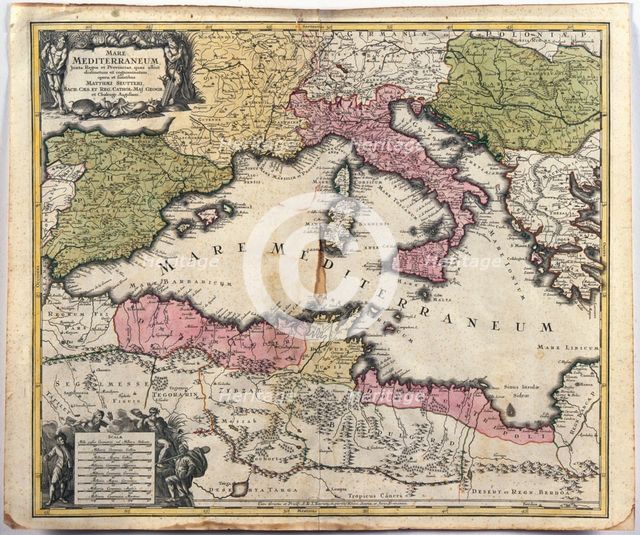 Mare Mediterraneum, juxta Regna et Provincias, quas alluit distinctum et cognominatum...c.1770.  Creator: Seutter, Georg Matthew (1678-1757).