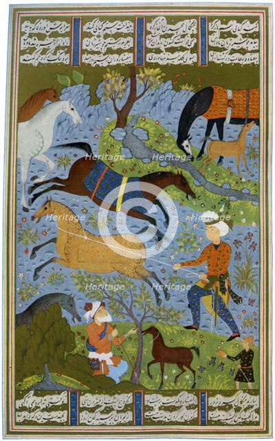 Mares and foals, Persia, 10th century (1938). Artist: Unknown