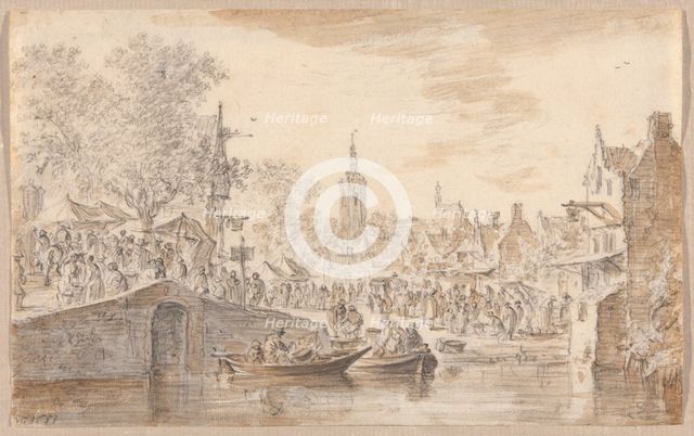 Market near a Canal, 1651. Creator: Jan van Goyen.