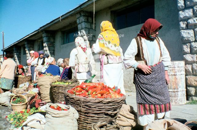 Market on the shores of Lake Ohrid, Macedonia. Creator: Vivienne Sharp.
