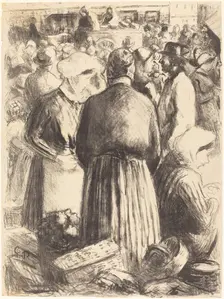 Market at Pontoise (Marche a Pontoise), c. 1895. Creator: Camille Pissarro