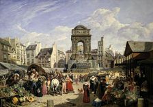 Market and Fountain of the Innocents Paris, 1823. Artist: John James Chalon