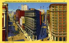 Market and Post Streets from Montgomery Street, San Francisco, California, USA, 1932