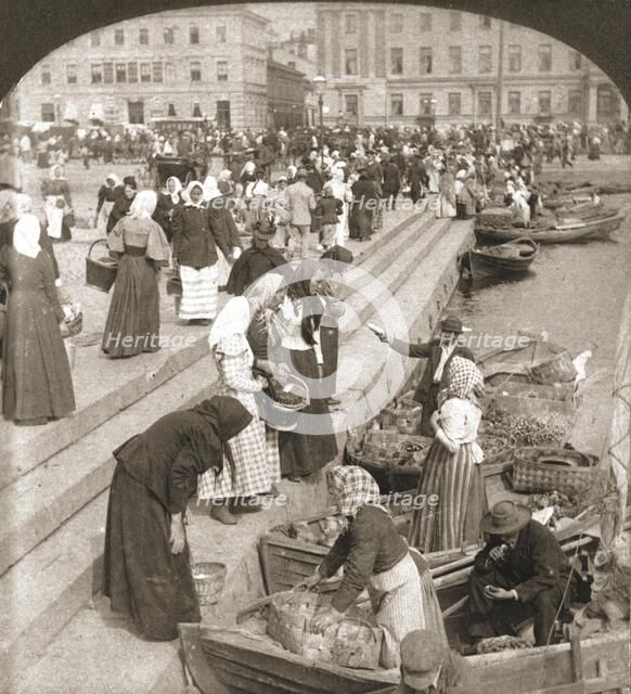 'Market Boats, Helsingfors, Finland', 1898.  Creator: Works and Sun Sculpture Studios.