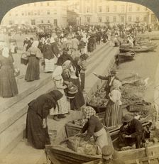Market boats, Helsinki, Finland.Artist: Underwood & Underwood