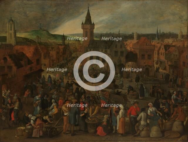 Market Day in a Flemish Town, 1600-1647. Creator: Sebastian Vrancx.