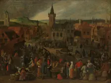 Market Day in a Flemish Town, 1600-1647. Creator: Sebastian Vrancx