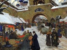 Market Day in an Old Russian Town 1910s. Creator: Ivan Goryushkin-Sorokopudov