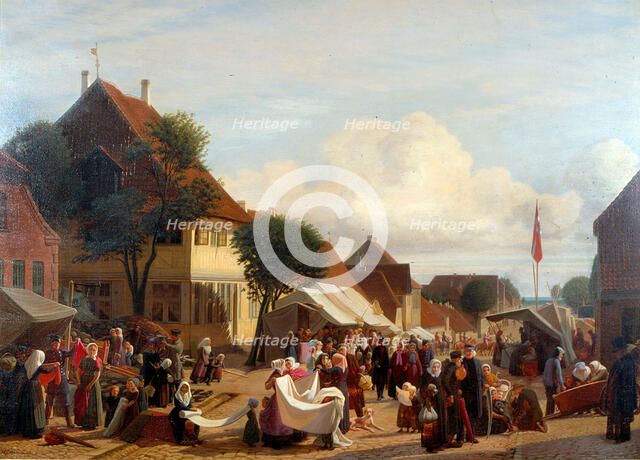 Market day in Fredericia, 1830-1882. Creator: Hans Jorgen Hammer.