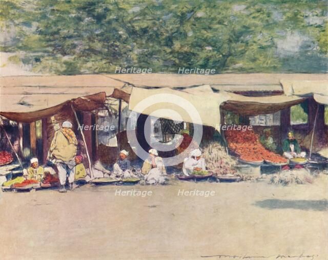 'Market Day in Peshawur', 1905. Artist: Mortimer Luddington Menpes.