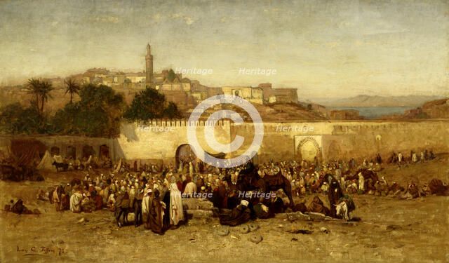 Market Day Outside the Walls of Tangiers, Morocco, 1873. Creator: Louis Comfort Tiffany.