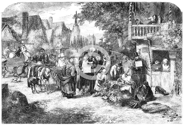 "Market-Day" - painted by G. B. O'Neil - from the Exhibition of the Royal Academy, 1856.  Creator: Henry Duff Linton.