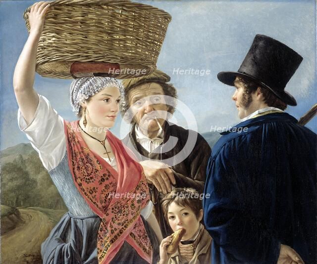 Market Gossip, 1827. Creator: Jean Henri De Coene.