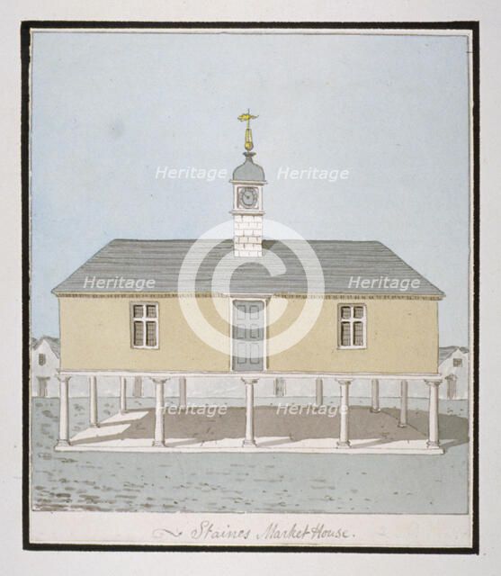Market house in the Market Square, Staines, Surrey, c1820. Artist: John Oldfield