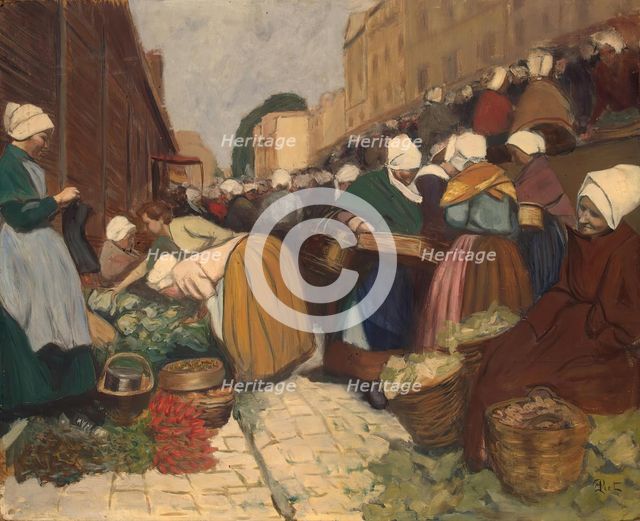 Market in Brest, 1899. Creator: Fernand Piet.