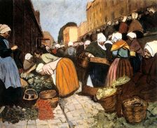Market in Brest 1899. Artist: Fernand Piet