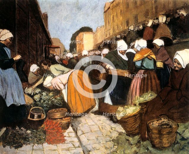 'Market in Brest', 1899. Artist: Fernand Piet